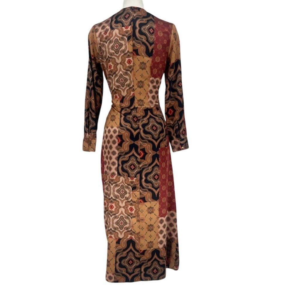 Misa Los Angeles Boho Patchwork Wrap Midi Dress S… - image 2